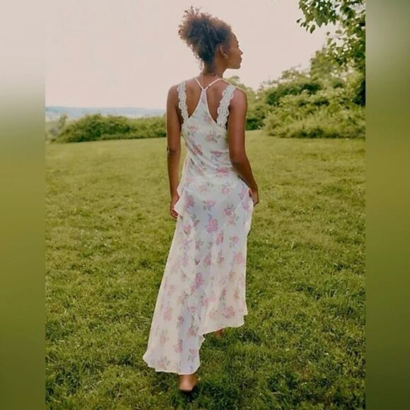 Free People Ruffle trim floral maxi dress size small - Picture 3 of 11